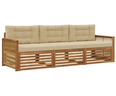 Lauko sofos komplektas su pagalve 3 pcs Natūralus ir bežinis