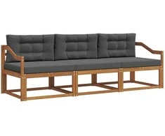 Lauko sofos komplektas su pagalve 3 pcs Natūralus ir antracitas