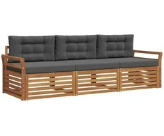 Lauko sofos komplektas su pagalve 3 pcs Natūralus ir antracitas