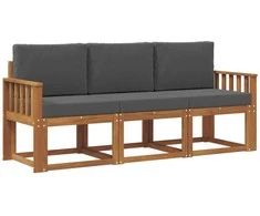 Lauko sofos komplektas su pagalve 3 pcs Natūralus ir antracitas