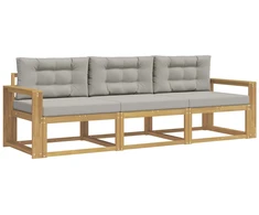 Lauko sofos komplektas su pagalve 3 pcs Balta ir šviesiai pilka
