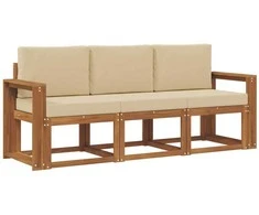 Lauko sofos komplektas su pagalve 3 pcs Natūralus ir bežinis