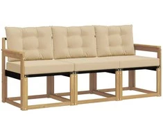 Lauko sofos komplektas su pagalve 3 pcs Balta ir kreminė