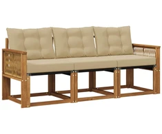 Lauko sofos komplektas su pagalve 3 pcs Natūralus ir bežinis