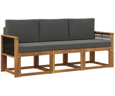 Lauko sofos komplektas su pagalve 3 pcs Natūralus ir antracitas