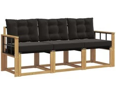 Lauko sofos komplektas su pagalve 3 pcs Balta ir juoda