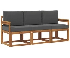 Lauko sofos komplektas su pagalve 3 pcs Natūralus ir antracitas