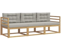 Lauko sofos komplektas su pagalve 3 pcs Balta ir šviesiai pilka