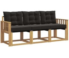 Lauko sofos komplektas su pagalve 3 pcs Balta ir juoda