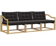 Lauko sofos komplektas su pagalve 3 pcs Balta ir juoda
