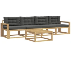 Lauko sofos komplektas su pagalve 4 pcs Balta ir antracito