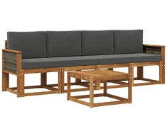 Lauko sofos komplektas su pagalve 4 pcs Natūralus ir antracitas