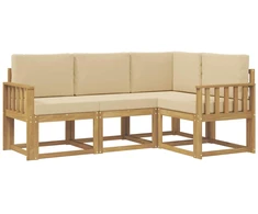 Lauko sofos komplektas su pagalve 4 pcs Balta ir kreminė