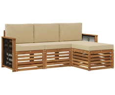 Lauko sofos komplektas su pagalve 4 pcs Natūralus ir bežinis