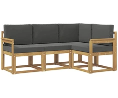 Lauko sofos komplektas su pagalve 4 pcs Balta ir antracito
