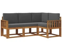 Lauko sofos komplektas su pagalve 4 pcs Natūralus ir antracitas