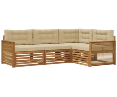 Lauko sofos komplektas su pagalve 4 pcs Natūralus ir bežinis