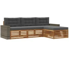 Lauko sofos komplektas su pagalve 4 pcs Natūralus ir antracitas