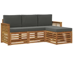 Lauko sofos komplektas su pagalve 4 pcs Natūralus ir antracitas