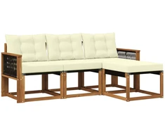 Lauko sofos komplektas su pagalve 4 pcs Natūralus ir grietinėlė