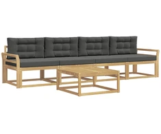 Lauko sofos komplektas su pagalve 4 pcs Balta ir antracito