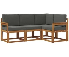 Lauko sofos komplektas su pagalve 4 pcs Natūralus ir antracitas