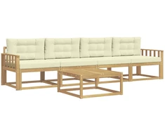 Lauko sofos komplektas su pagalve 4 pcs Balta ir kreminė