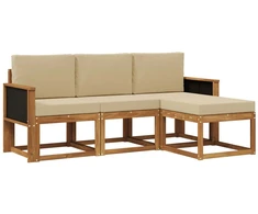 Lauko sofos komplektas su pagalve 4 pcs Natūrali