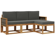 Lauko sofos komplektas su pagalve 4 pcs Natūralus ir antracitas