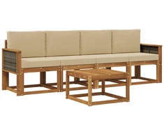 Lauko sofos komplektas su pagalve 4 pcs Natūrali