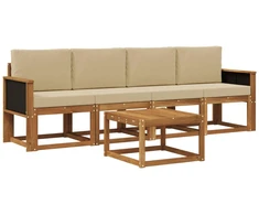 Lauko sofos komplektas su pagalve 4 pcs Natūrali