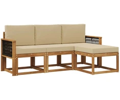 Lauko sofos komplektas su pagalve 4 pcs Natūrali