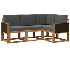 Lauko sofos komplektas su pagalve 4 pcs Natūralus ir antracitas