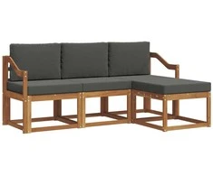 Lauko sofos komplektas su pagalve 4 pcs Natūralus ir antracitas