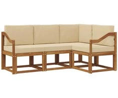 Lauko sofos komplektas su pagalve 4 pcs Natūralus ir bežinis
