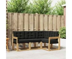 Lauko sofos komplektas su pagalve 4 pcs Balta ir juoda