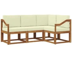 Lauko sofos komplektas su pagalve 4 pcs Natūralus ir grietinėlė