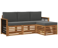 Lauko sofos komplektas su pagalve 4 pcs Natūralus ir antracitas