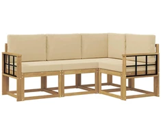 Lauko sofos komplektas su pagalve 4 pcs Balta ir kreminė