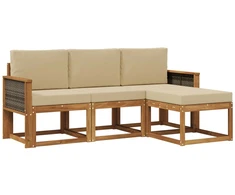 Lauko sofos komplektas su pagalve 4 pcs Natūrali