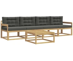 Lauko sofos komplektas su pagalve 4 pcs Balta ir antracito