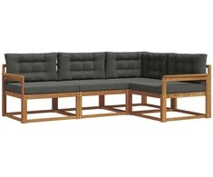 Lauko sofos komplektas su pagalve 4 pcs Natūralus ir antracitas