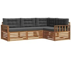 Lauko sofos komplektas su pagalve 4 pcs Natūralus ir antracitas
