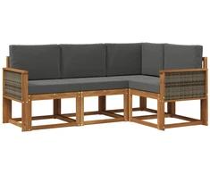 Lauko sofos komplektas su pagalve 4 pcs Natūralus ir antracitas