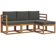 Lauko sofos komplektas su pagalve 4 pcs Natūralus ir antracitas