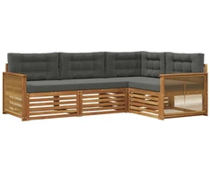 Lauko sofos komplektas su pagalve 4 pcs Natūralus ir antracitas