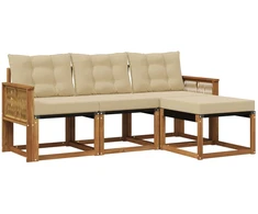 Lauko sofos komplektas su pagalve 4 pcs Natūralus ir bežinis