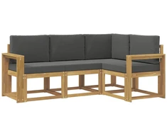 Lauko sofos komplektas su pagalve 4 pcs Balta ir antracito