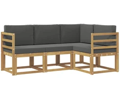 Lauko sofos komplektas su pagalve 4 pcs Balta ir antracito