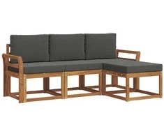 Lauko sofos komplektas su pagalve 4 pcs Natūralus ir antracitas